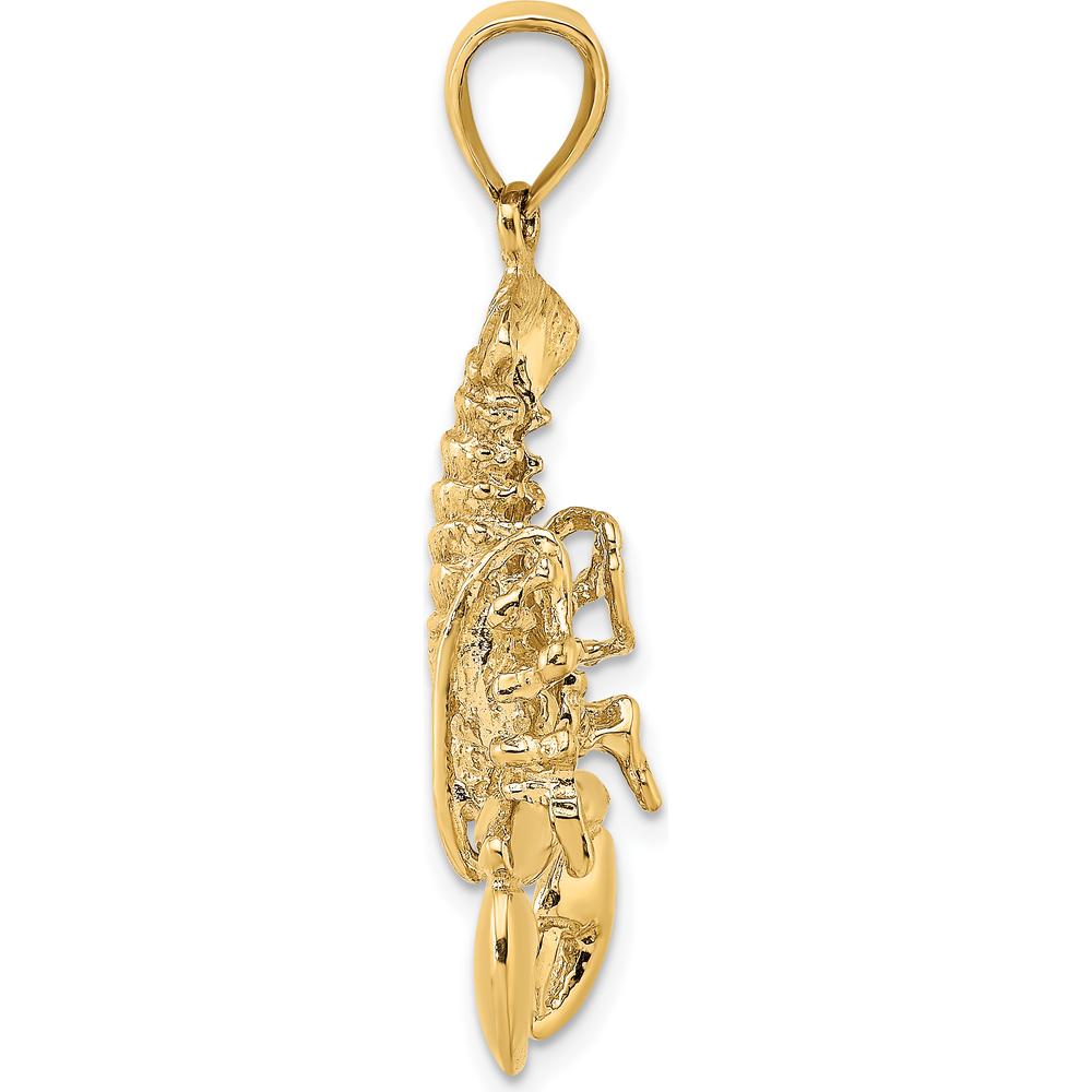 10K Yellow Gold 2D Movable Lobster Charm Pendant with Polished Finish - 26.1mm Length
