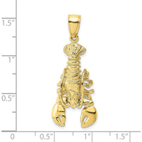 10K Yellow Gold 2D Movable Lobster Charm Pendant with Polished Finish - 26.1mm Length