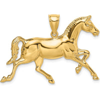 10K Yellow Gold 2D Polished Horse Charm Pendant - Symbol of Strength and Grace in Solid Gold