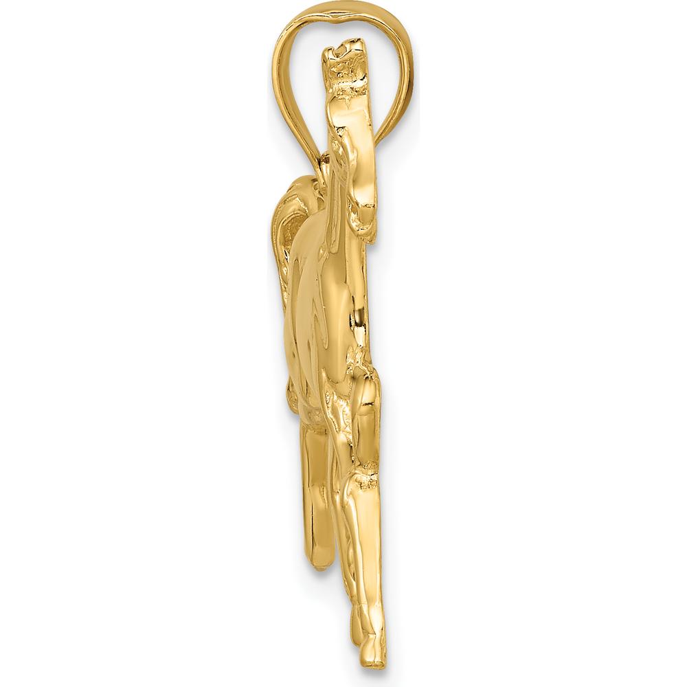 10K Yellow Gold 2D Polished Horse Charm Pendant - Symbol of Strength and Grace in Solid Gold