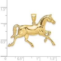 10K Yellow Gold 2D Polished Horse Charm Pendant - Symbol of Strength and Grace in Solid Gold