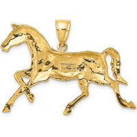 10K Yellow Gold 2D Polished Horse Charm Pendant - Symbol of Strength and Grace in Solid Gold