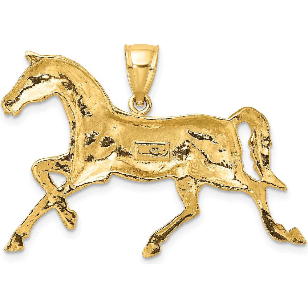 10K Yellow Gold 2D Polished Horse Charm Pendant - Symbol of Strength and Grace in Solid Gold
