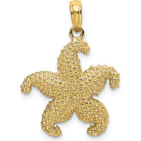 10K Yellow Gold 2D Puffed Starfish Charm with Polished Finish - Solid Design