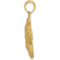 10K Yellow Gold 2D Puffed Starfish Charm with Polished Finish - Solid Design
