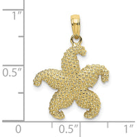 10K Yellow Gold 2D Puffed Starfish Charm with Polished Finish - Solid Design