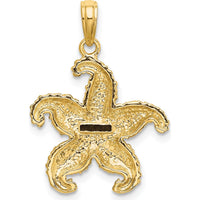 10K Yellow Gold 2D Puffed Starfish Charm with Polished Finish - Solid Design
