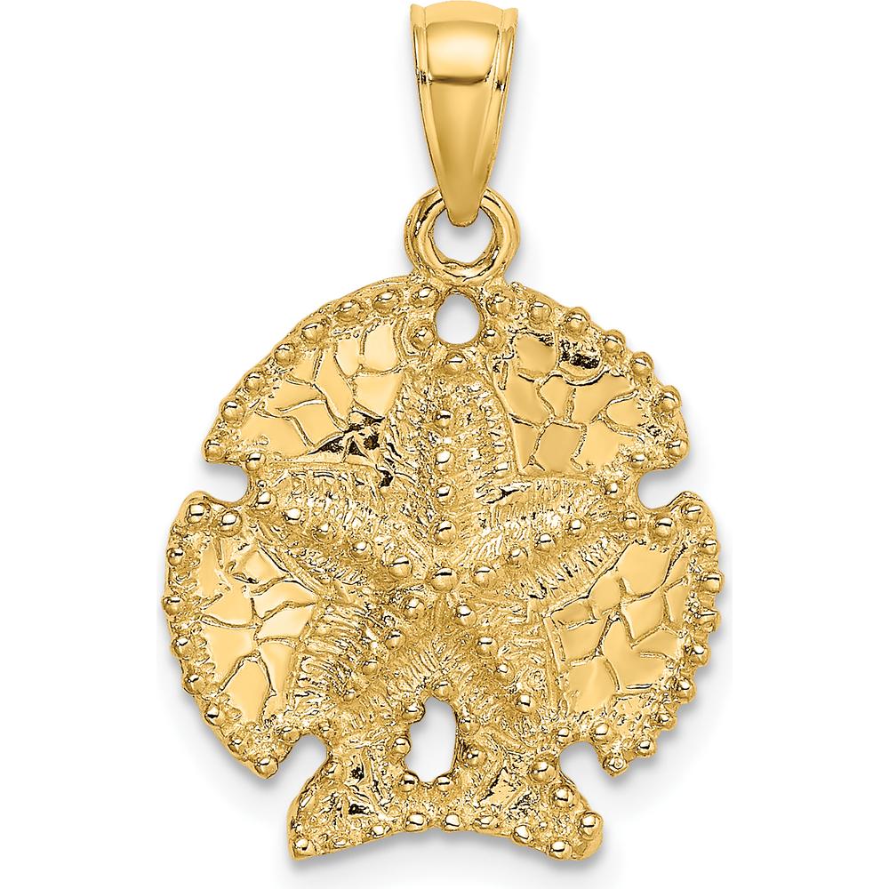 10K Yellow Gold 2D Sand Dollar with Star Charm