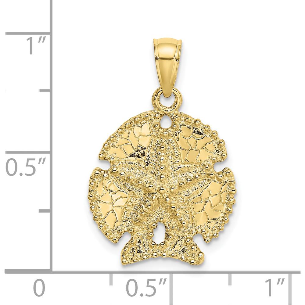 10K Yellow Gold 2D Sand Dollar with Star Charm