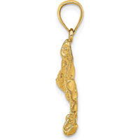 10K Yellow Gold 2D Spotted Eagle Ray Charm Pendant - Ocean-Inspired Design