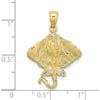 10K Yellow Gold 2D Stingray Charm with Polished Finish - 21.25mm Length
