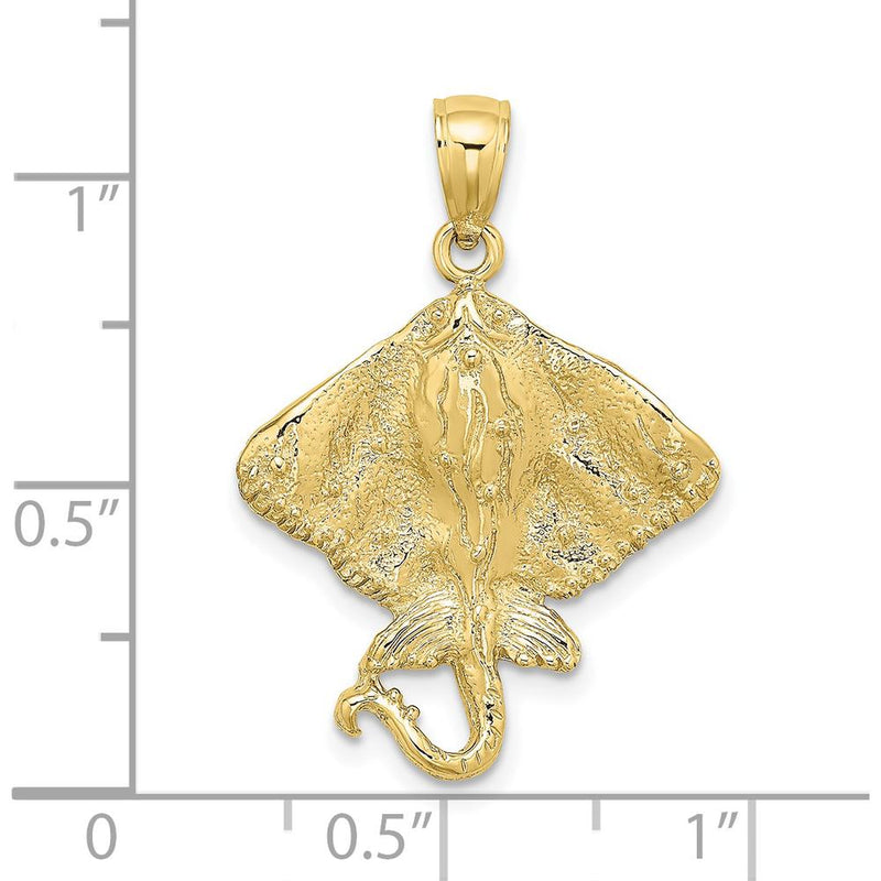 10K Yellow Gold 2D Stingray Charm with Polished Finish - 21.25mm Length