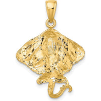 10K Yellow Gold 2D Stingray Charm with Polished Finish - 21.25mm Length