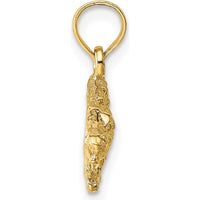 10K Yellow Gold 2D Textured Alligator Pendant Charm with Polished Finish