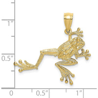 10K Yellow Gold 2D Textured Frog Charm Pendant