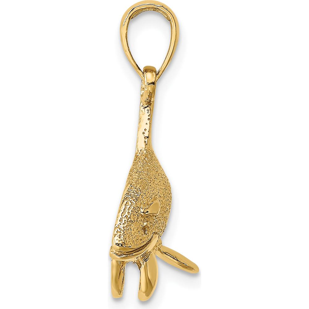 10K Yellow Gold 2D Textured Orca Whale Charm - Solid Polished Finish