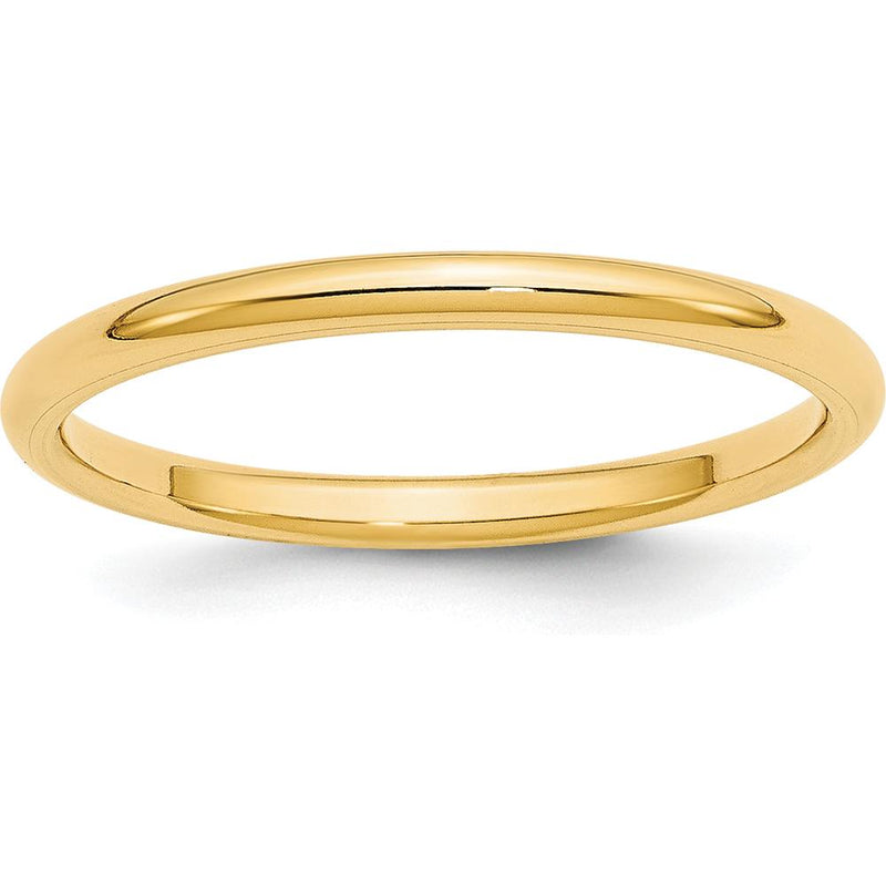 10K Yellow Gold 2mm Comfort Fit Wedding Band - Size 6, Polished Finish