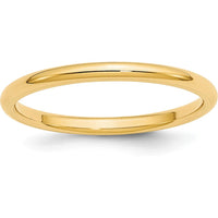 10K Yellow Gold 2mm Comfort Fit Wedding Band - Size 7