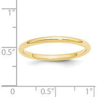 10K Yellow Gold 2mm Comfort Fit Wedding Band - Size 7
