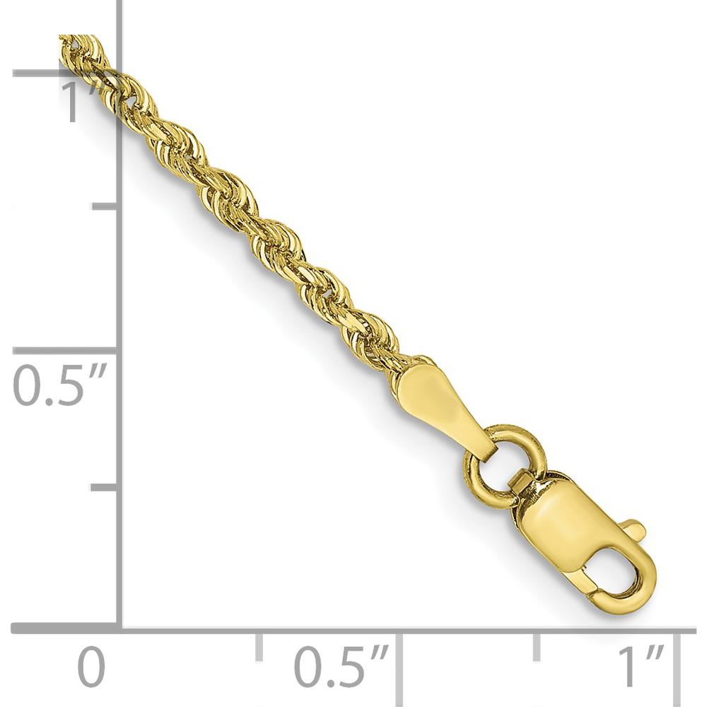 10K Yellow Gold 2mm Diamond-Cut Quadruple Rope Chain Bracelet - 8"" Length