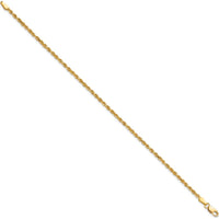 10K Yellow Gold 2mm Diamond-Cut Rope Chain Anklet - 10"