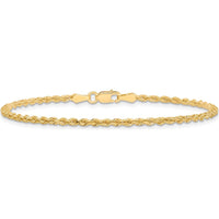 10K Yellow Gold 2mm Diamond-Cut Rope Chain Anklet - 9" Length