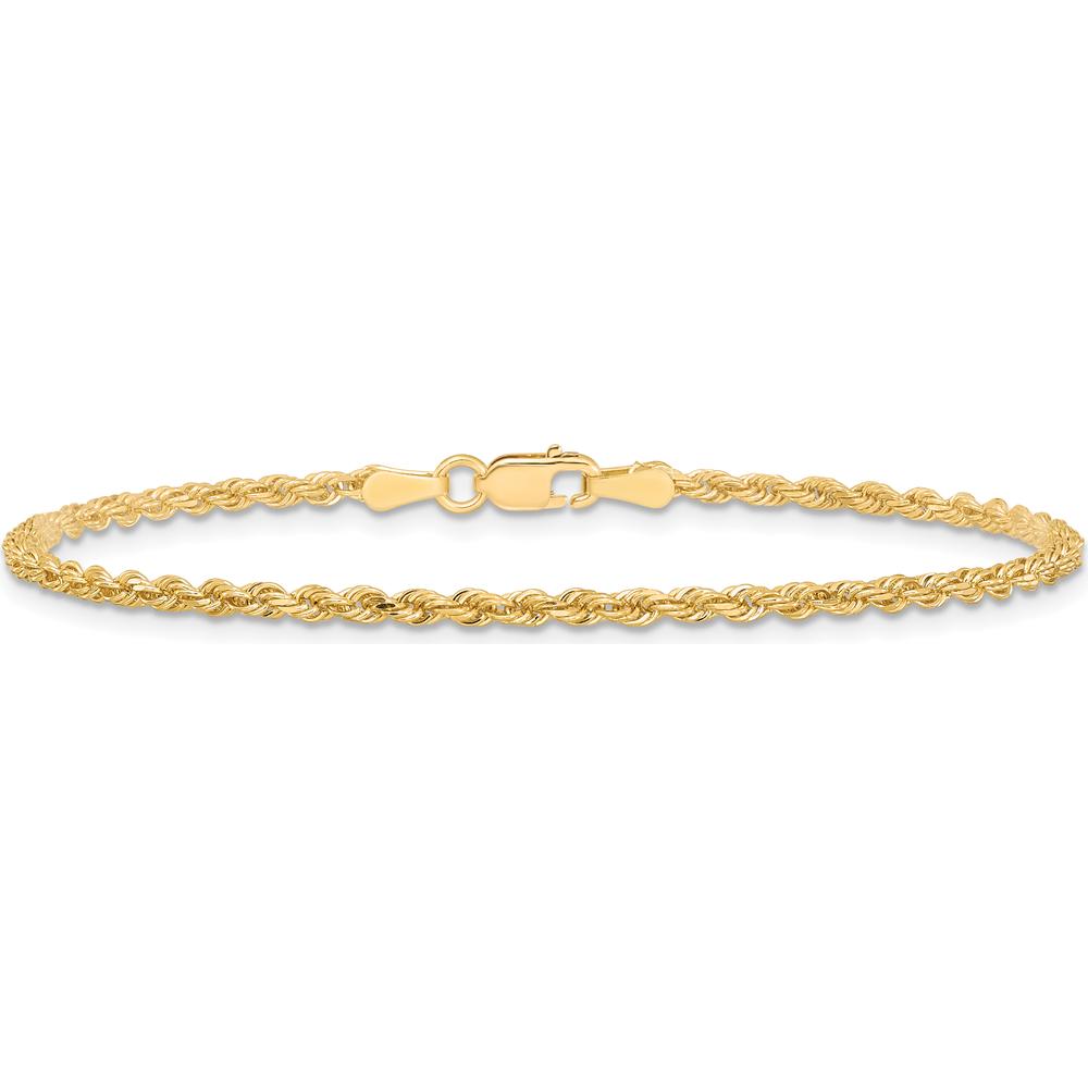 10K Yellow Gold 2mm Diamond-Cut Rope Chain Anklet - 9" Length