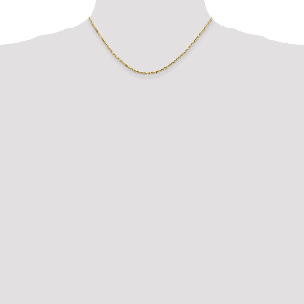 10K Yellow Gold 2mm Diamond-Cut Rope Chain Necklace - 16" Length