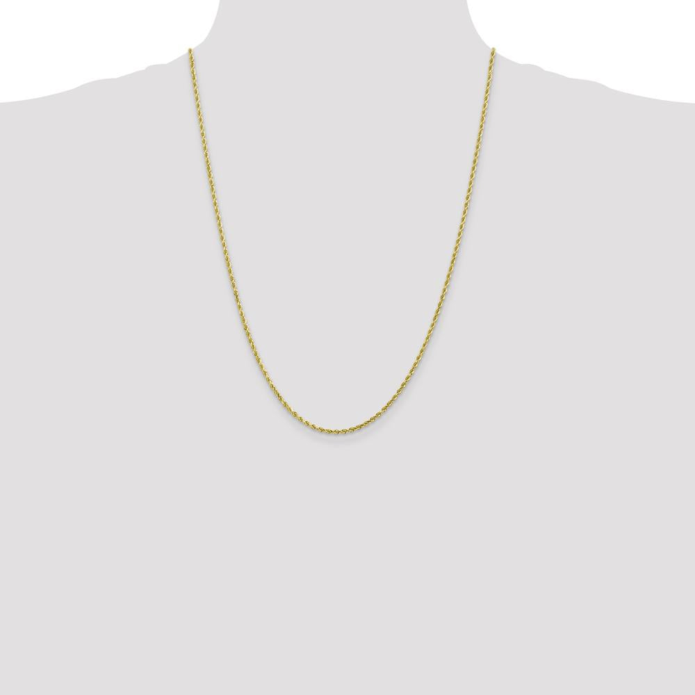 10K Yellow Gold 2mm Diamond-Cut Rope Chain Necklace - 24"