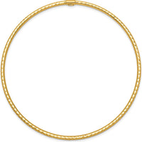 10K Yellow Gold 2mm Diamond-Cut Slip-on Bangle Bracelet - Sleek and Polished Design