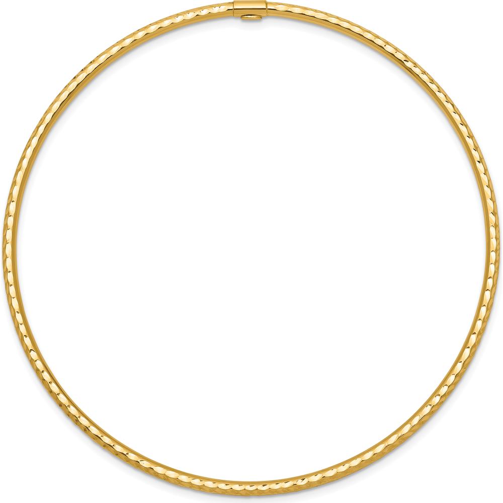 10K Yellow Gold 2mm Diamond-Cut Slip-on Bangle Bracelet - Sleek and Polished Design