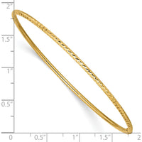 10K Yellow Gold 2mm Diamond-Cut Slip-on Bangle Bracelet - Sleek and Polished Design