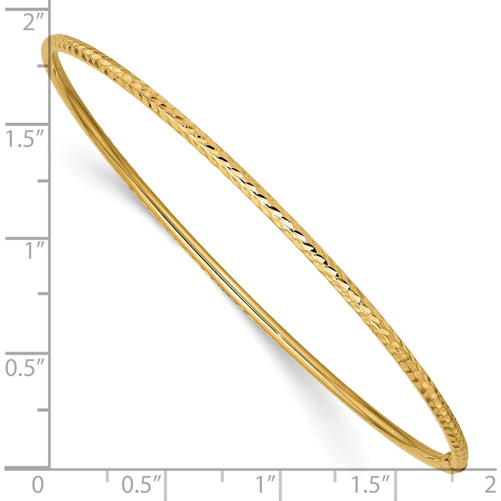 10K Yellow Gold 2mm Diamond-Cut Slip-on Bangle Bracelet - Sleek and Polished Design