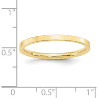 10K Yellow Gold 2mm Flat Comfort Fit Wedding Band - Size 6