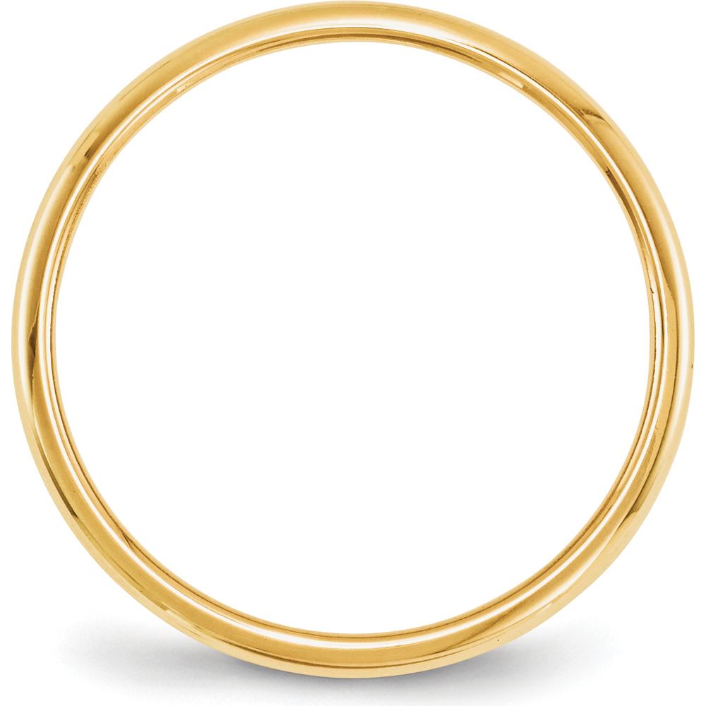 10K Yellow Gold 2mm Half Round Wedding Band - Classic Design Size 14