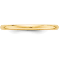 10K Yellow Gold 2mm Half Round Wedding Band - Classic Design Size 14