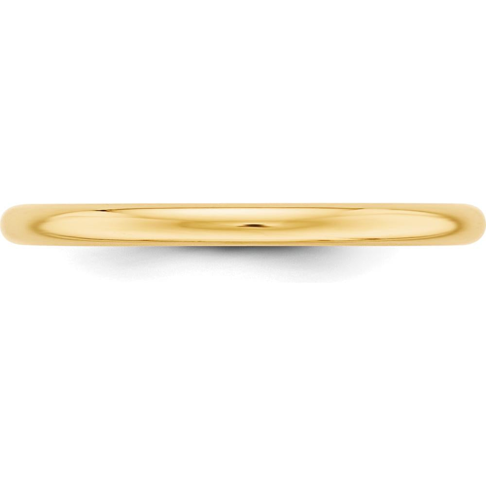10K Yellow Gold 2mm Half Round Wedding Band - Classic Design Size 14