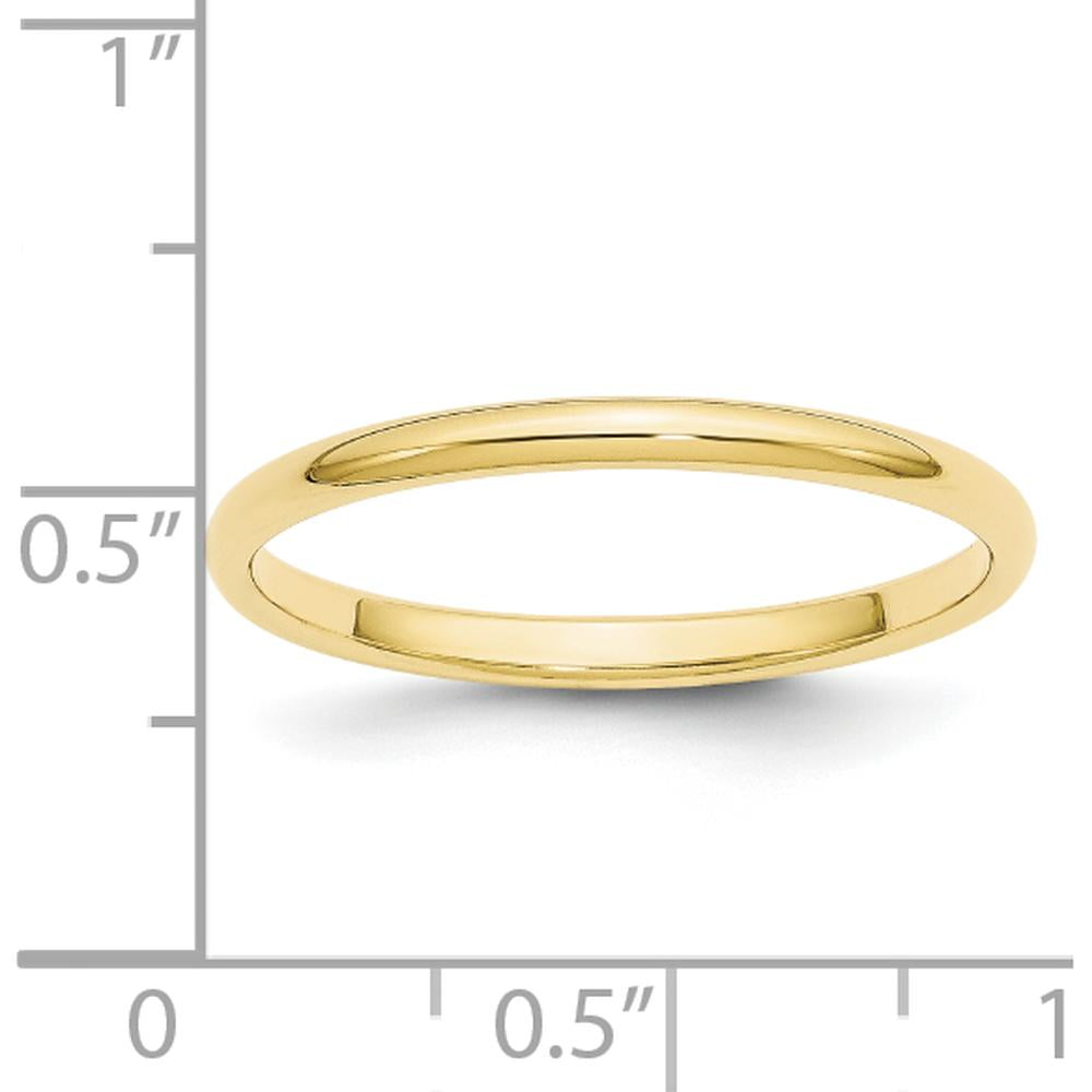 10K Yellow Gold 2mm Half Round Wedding Band - Classic Design Size 14
