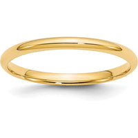 10K Yellow Gold 2mm Polished Comfort Fit Lightweight Wedding Band