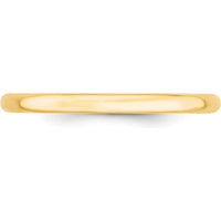 10K Yellow Gold 2mm Polished Comfort Fit Lightweight Wedding Band