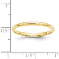 10K Yellow Gold 2mm Polished Comfort Fit Lightweight Wedding Band
