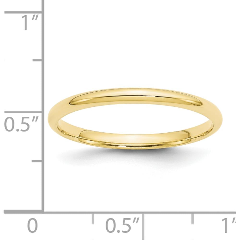 10K Yellow Gold 2mm Polished Comfort Fit Lightweight Wedding Band