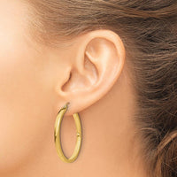 10K Yellow Gold 2x3mm Rectangle Tube Hoop Earrings - Modern Design with Secure Latch Back Closure