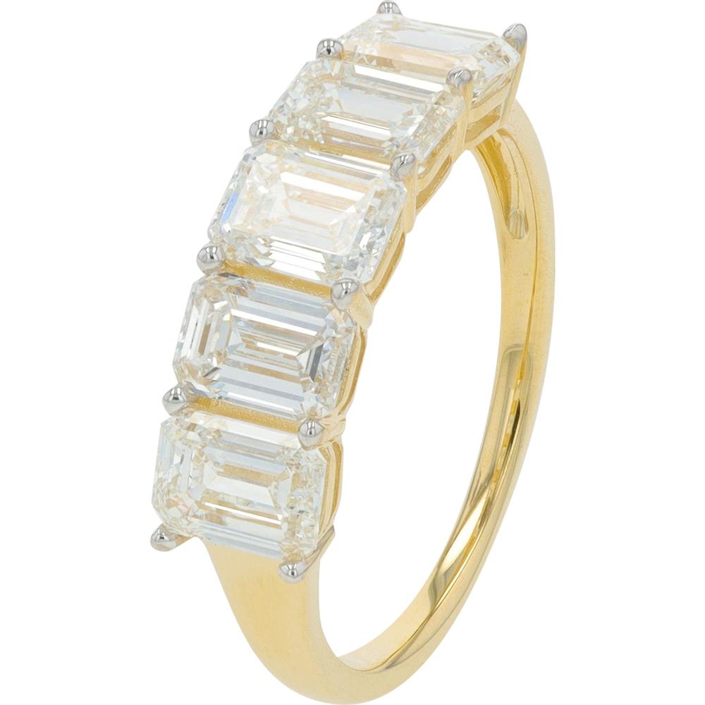 10K Yellow Gold 3.00 Carat Five Stone Lab Grown Diamond Band - Emerald Cut