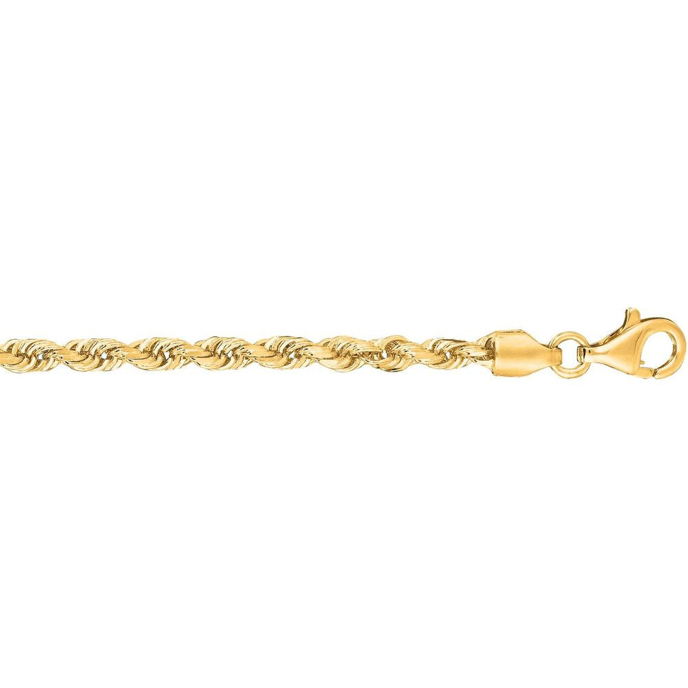10K Yellow Gold 3.0mm Diamond Cut Rope Chain Necklace - 22" by Orozza Fine Jewelry