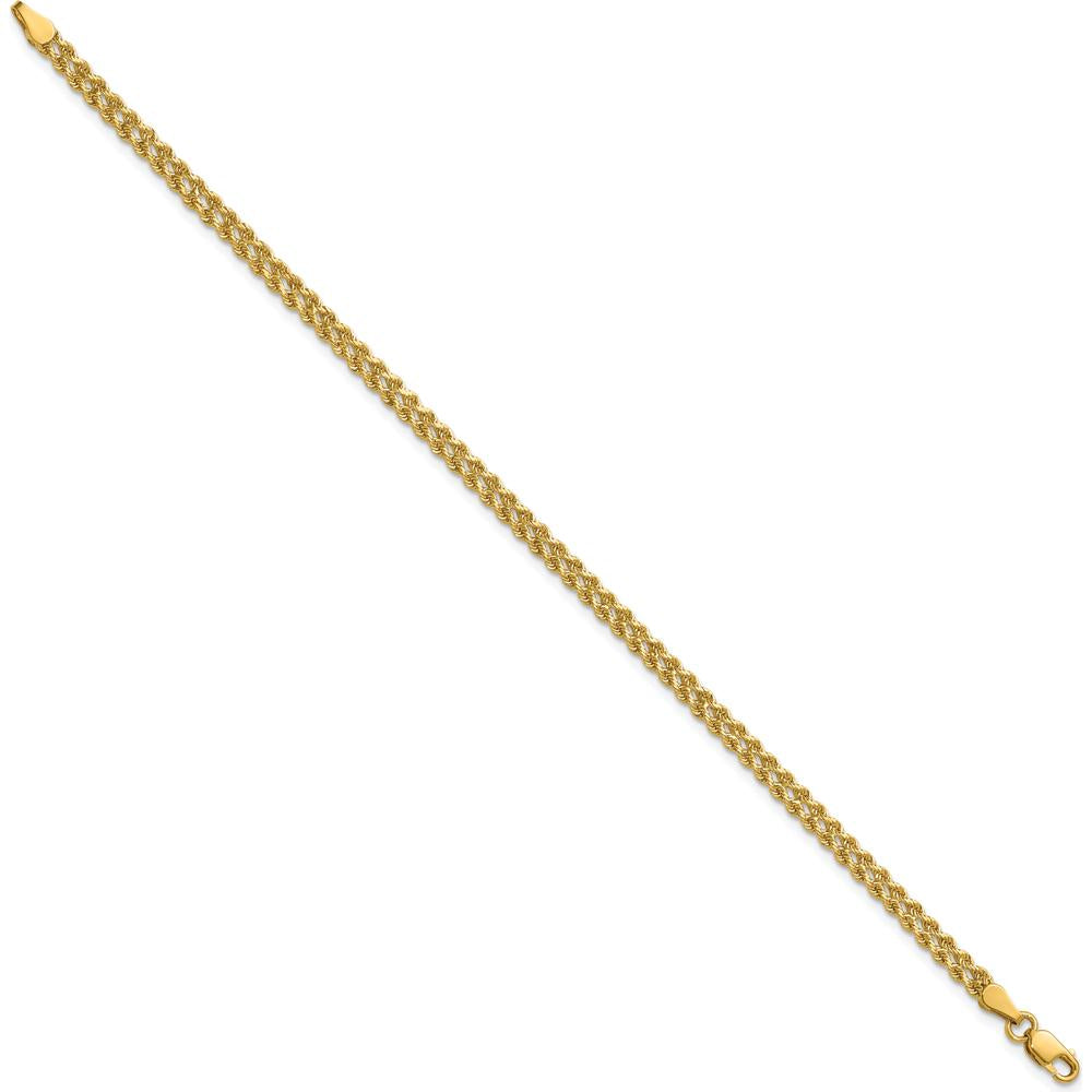 10K Yellow Gold 3.0mm Double Strand Rope Bracelet with Diamond-Cut Texture - 8"