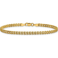 10K Yellow Gold 3.0mm Double Strand Rope Bracelet with Diamond-Cut Texture - 8"