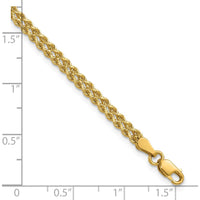 10K Yellow Gold 3.0mm Double Strand Rope Chain Bracelet with Diamond-Cut Texture - 7" Length
