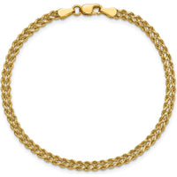 10K Yellow Gold 3.0mm Double Strand Rope Chain Bracelet with Diamond-Cut Texture - 7" Length
