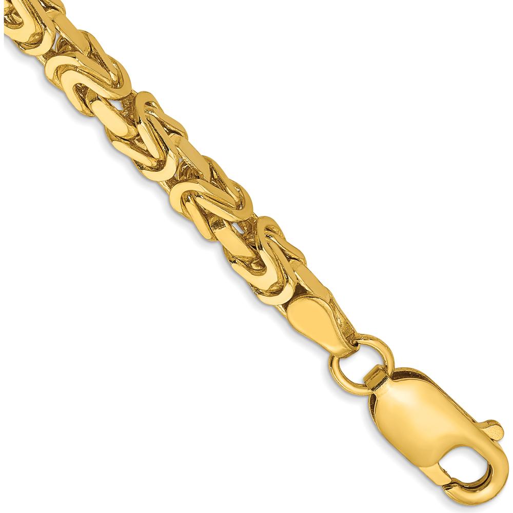 10K Yellow Gold 3.25mm Byzantine Chain Bracelet - Handcrafted Polished Finish